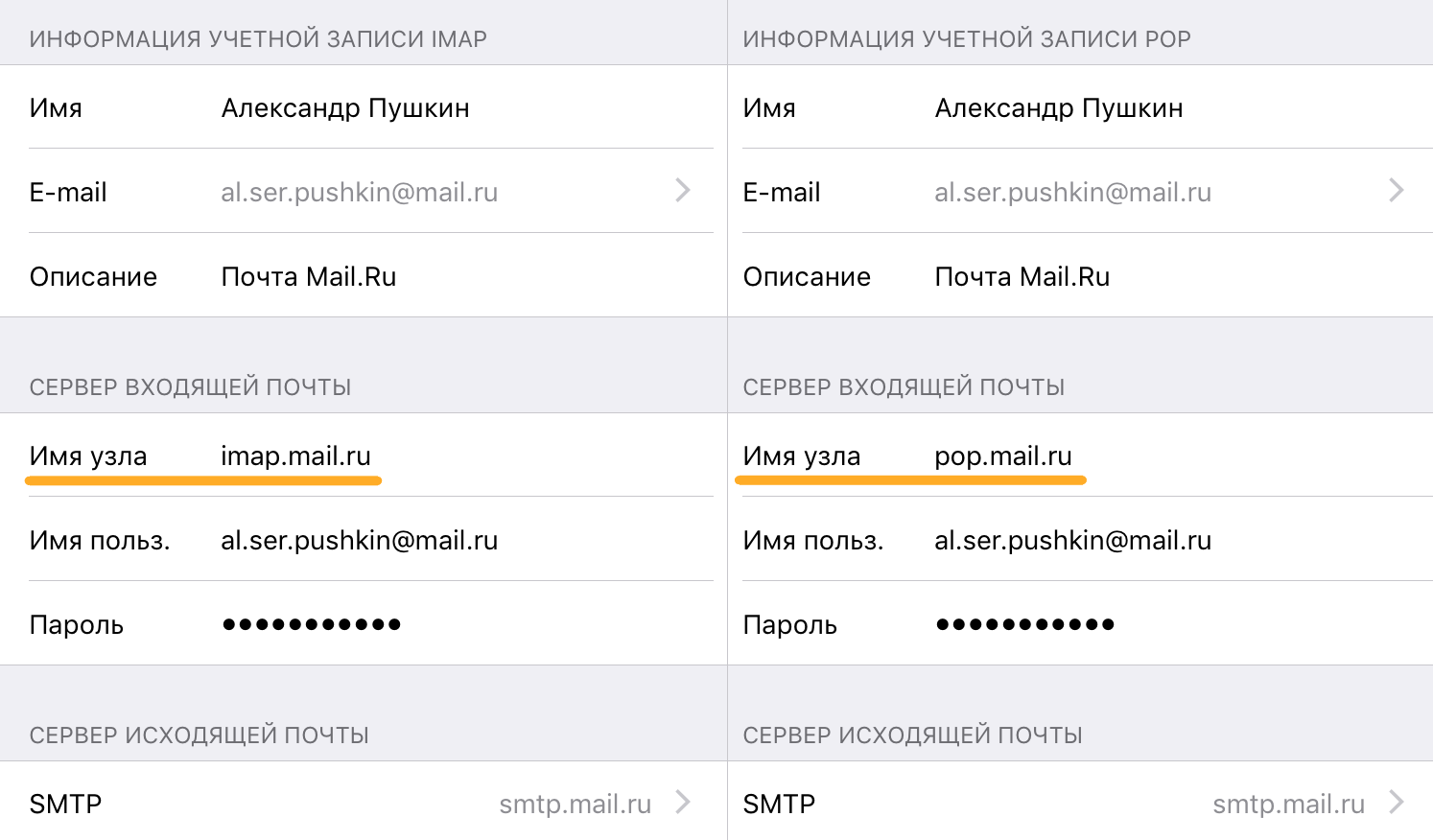 Настроить почту mail на iphone